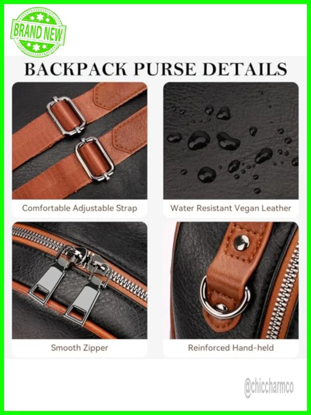 Vegan Leather Mini Backpack Purse Small Water Resistant Daypack